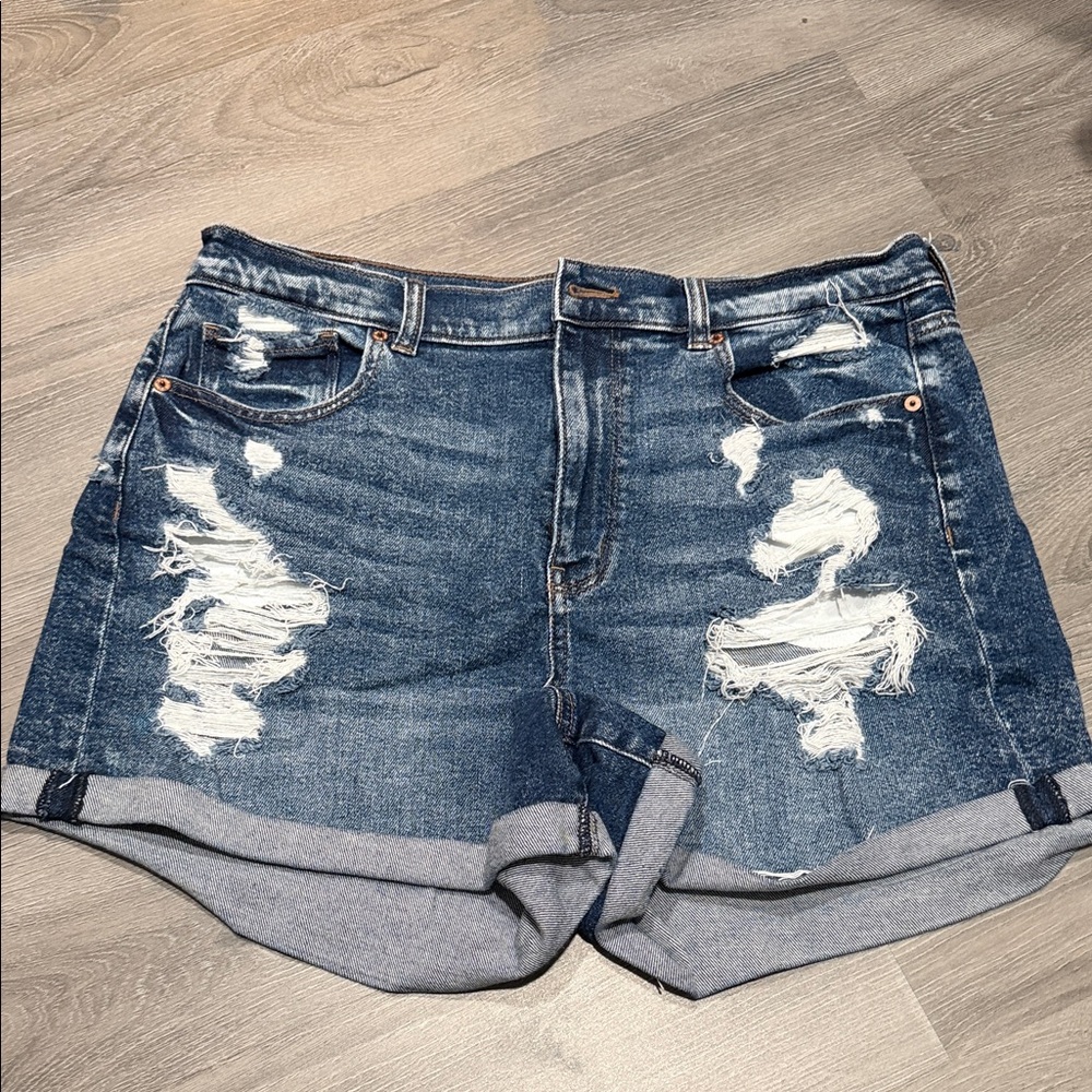 American Eagle Outfitters Blue Distressed Jean Shorts
